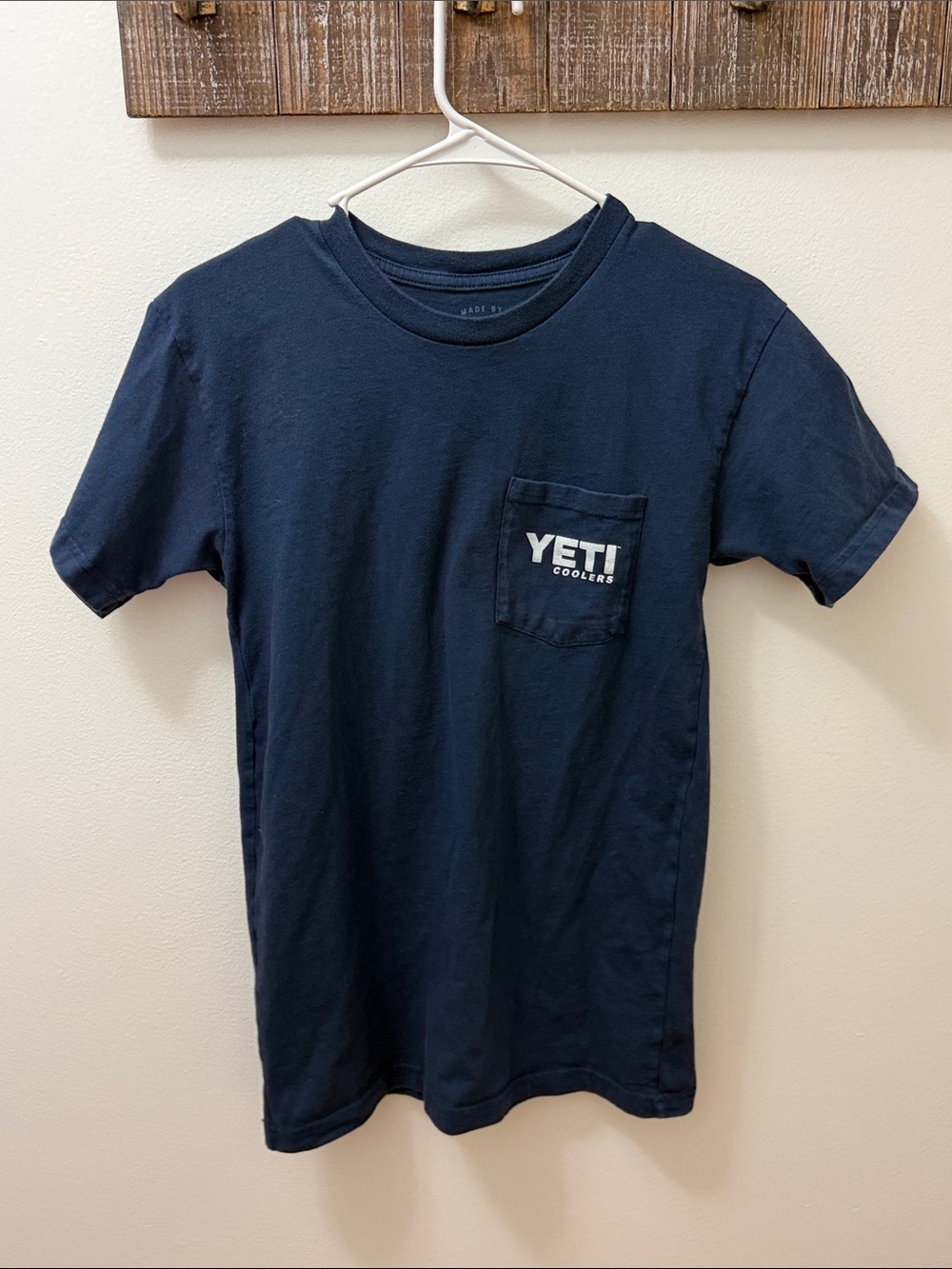 Yeti Navy Short-Sleeve Pocket Tee with White Logo
